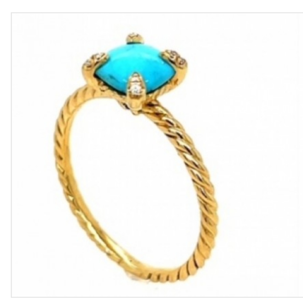 18K David YURMAN Turquoise Ring in Yellow Gold Gorgeous - Picture 5 of 6
